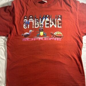 Supreme Red Tee with Animal Graphics